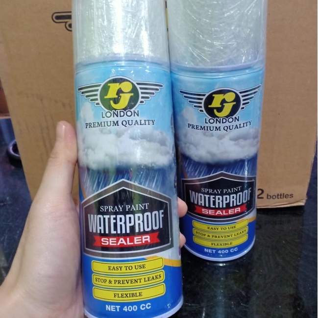 Cat Semprot Pelapis Bocor / Spray Paint WATERPROOF SEALER Grey RJ London Anti Bocor / Atasi Kebocoran Atap Rumah Genteng Tembok Pipa dan Lainnya (400cc)