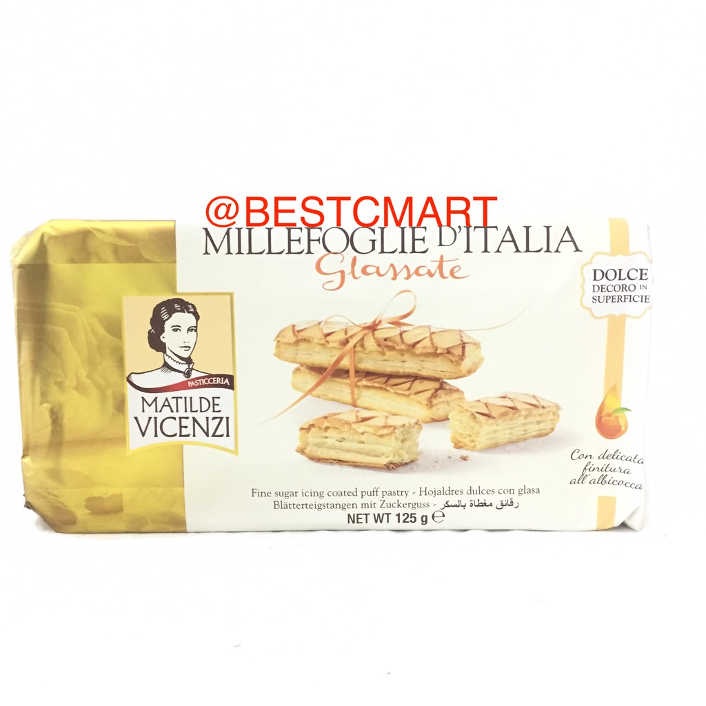 

MATILDE VICENZI GLASSATE FINE SUGAR ICING COATED PUFF PASTRY 125GR