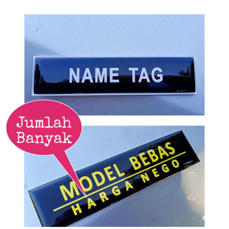 Name Tag - Papan Nama Dada  - Resin Viberglass - Jumlah Banyak Harga Nego - Peniti