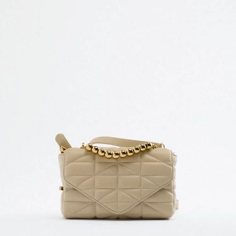 ZARA BEAD HANDLE QUILTED CROSSBODY BAG INCLUDE PAPERBAG