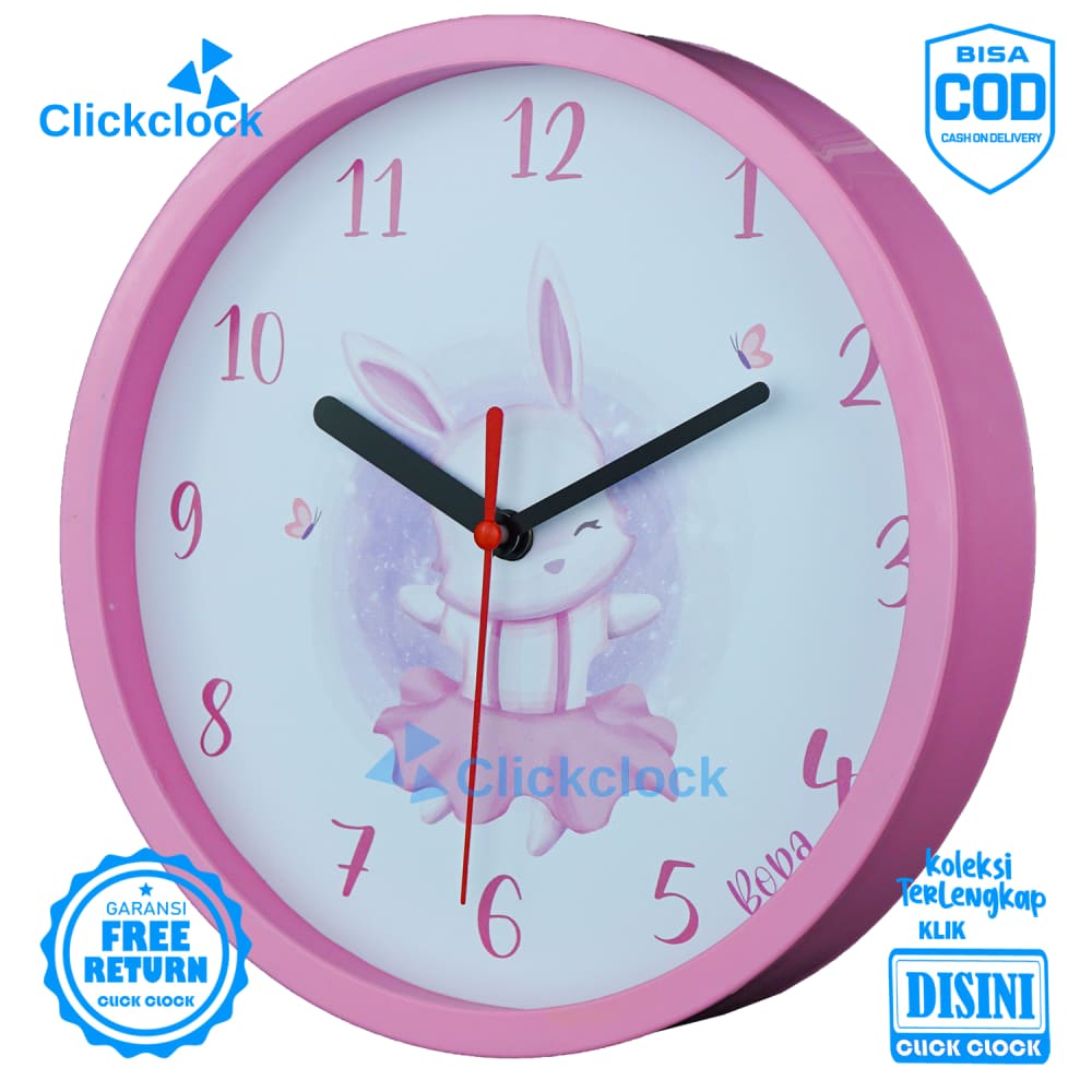 Jam Dinding Analog Animal Rabbit Dancing Boba BB1159 Besar Dekorasi Rumah Unik