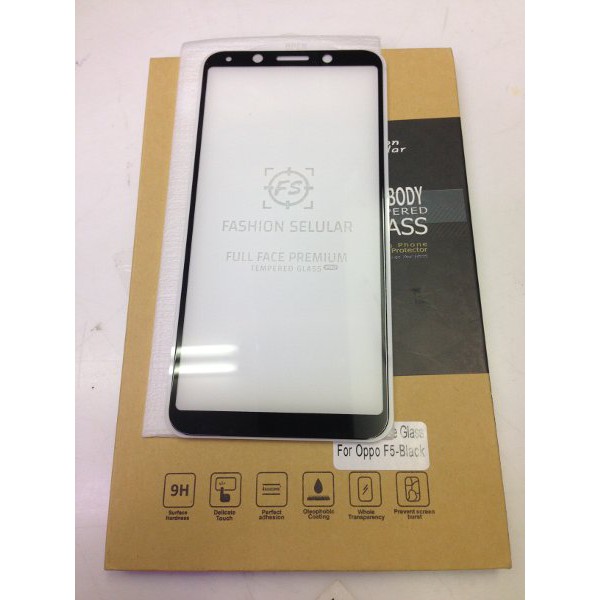 TERBARU Full Face Premium Tempered Glass oppo F5 Hitam - Fashion Selular Tempered Glass   STOK
