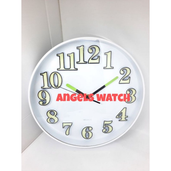 angelswatch jam dinding glow in the dark murah/ jam dinding nyala dalam gelap/ jam dinding putih minimalist angka timb