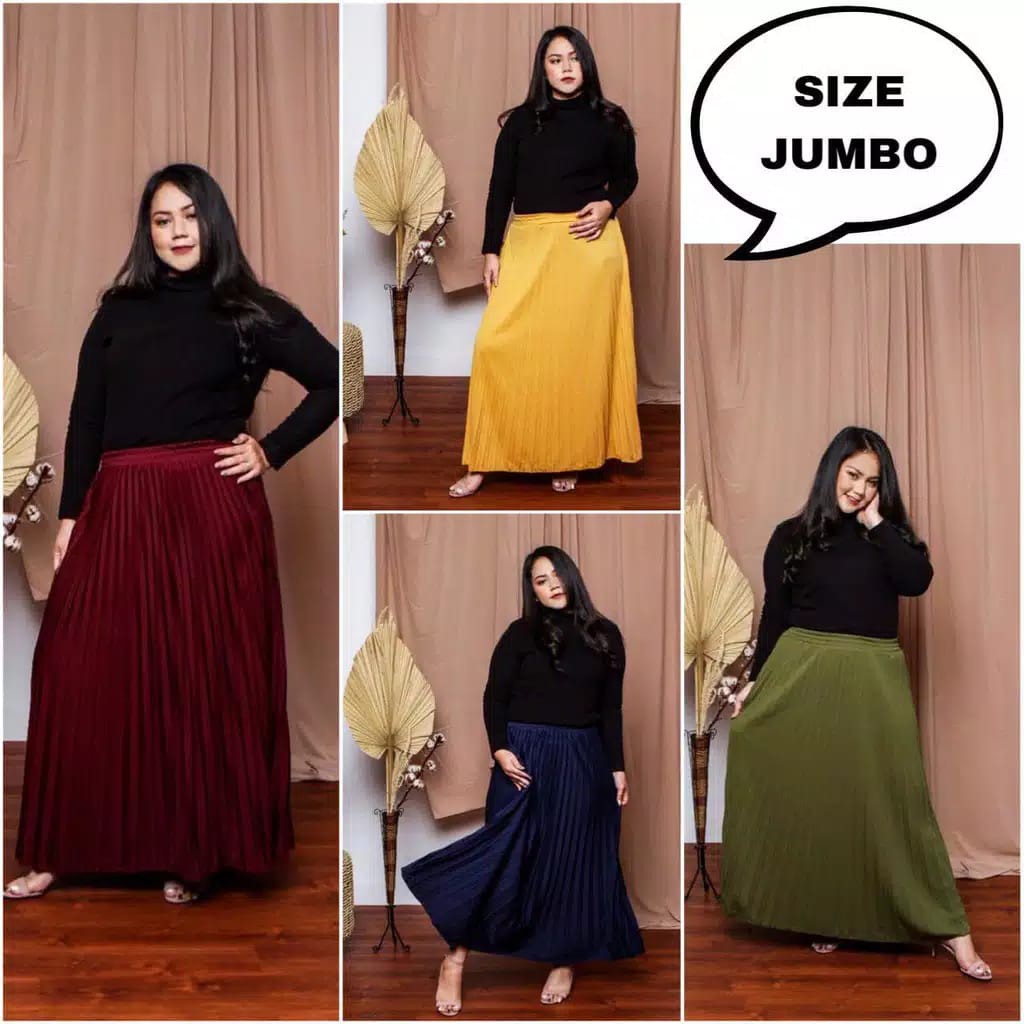 Rok Plisket Premium BIG SIZE 5XL 100% Hyget Super / Rok Plisket Rempel Mayung Wanita Trendy