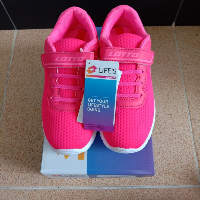 [FLASH SALE] SEPATU SNEAKERS ANAK / SEPATU SEKOLAH ANAK CEWEK LOTTO PINK - MEGALIGHT