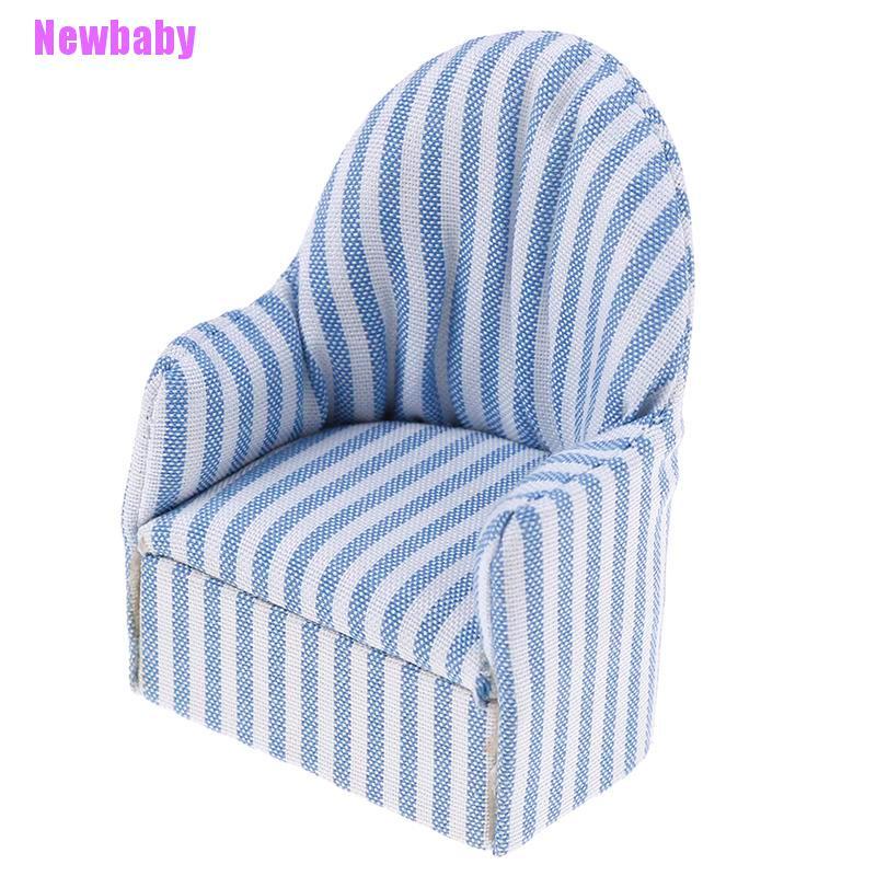 (Newbaby) Miniatur sofa / Tempat Tidur Motif Garis Skala 1: 12 Untuk Dekorasi Rumah Boneka