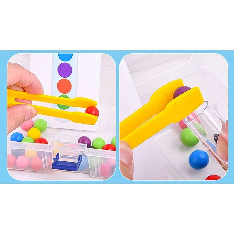 Preschool Toy Mainan Edukasi Sensori Motorik Anak Montessori Bahan Kayu Sorting Colorful Beads Wooden Tube Children Toy Mainan Manik Bola Warna Warni Asah Otak Brain Games Kado Ulang Tahun Ultah Anak Balita Paud TK Kindergarten