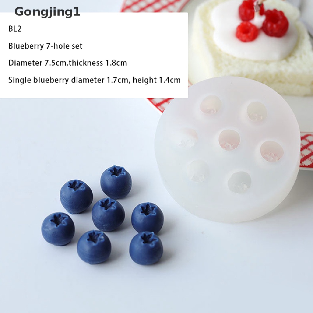 Gongjing1 Cetakan Lilin Bentuk Blueberry Raspberry Bahan Silikon Untuk Dekorasi Kue