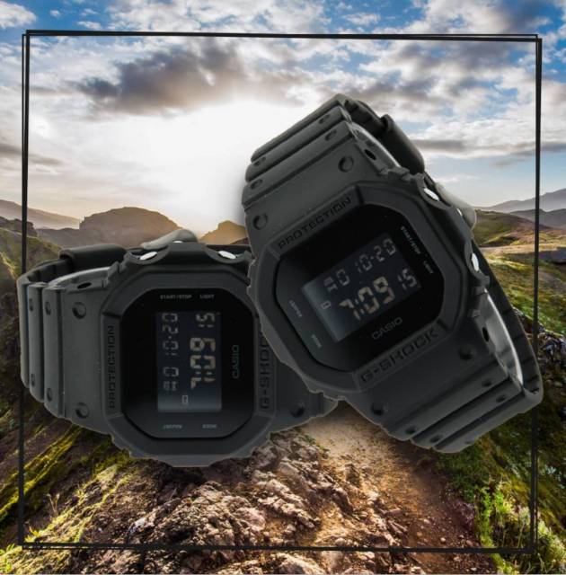 Jam Tangan Pria Sporty Digital DW-5600 Black Hitam FASHION KARET Rubber ANALOG QUARTZ MEWAH ELEGAN