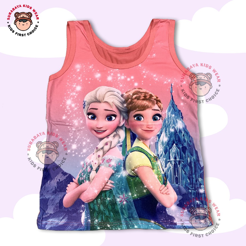 Atasan Singlet Anak Perempuan Motif Frozen Tali Besar Tiana