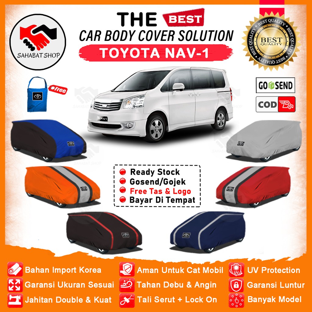 Sahabat Body Cover Mobil Nav1 / Sarung Penutup Toyota Nav-1 Outdoor / Selimut Tutup Mantel Pelindung Terpal Jas Mantol Kerudung Kelambu Kerodong Tutupan Bungkus Pembungkus Mobil Noah Waterproof Anti Air Model Orange