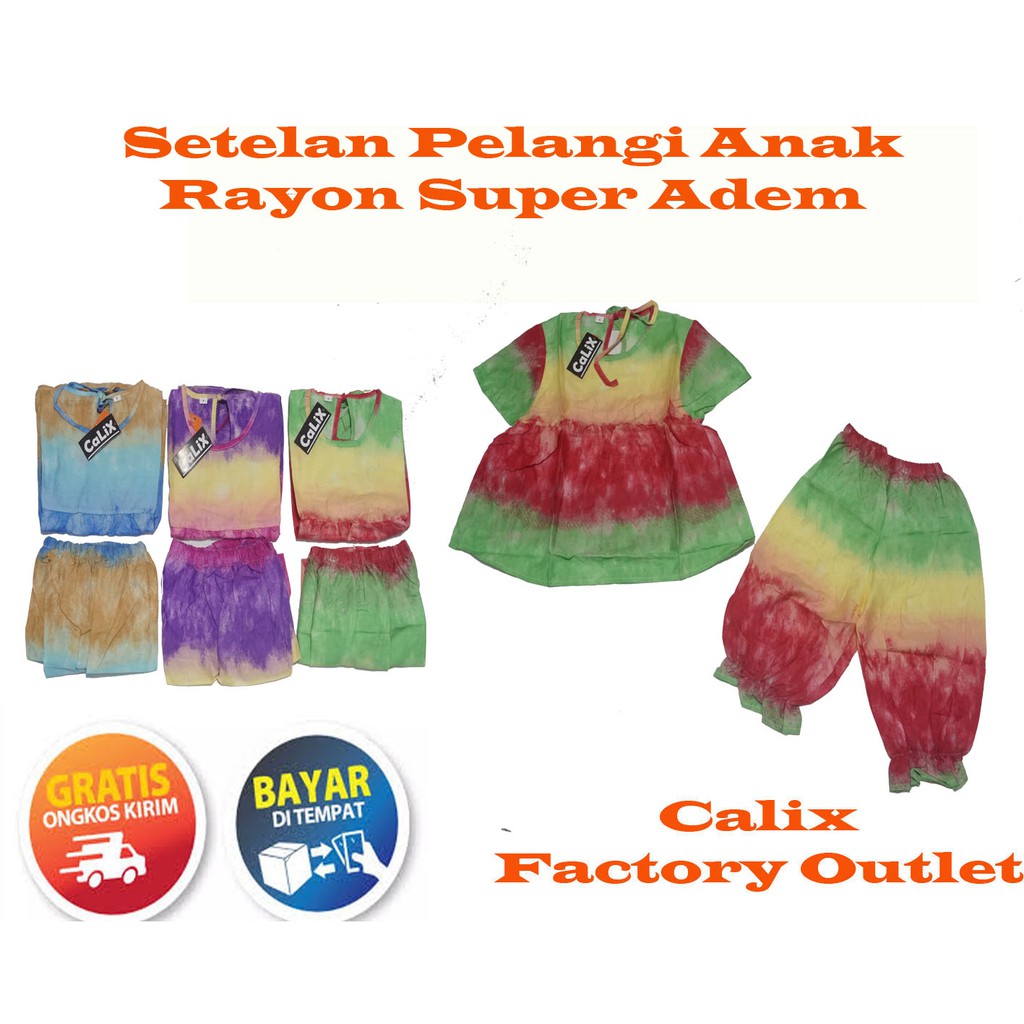 Setelan Pelangi Anak Rayon Super Adem