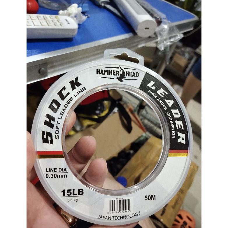 Leader Pancing Hammerhead Tulisan Shock Leader 50 Meter