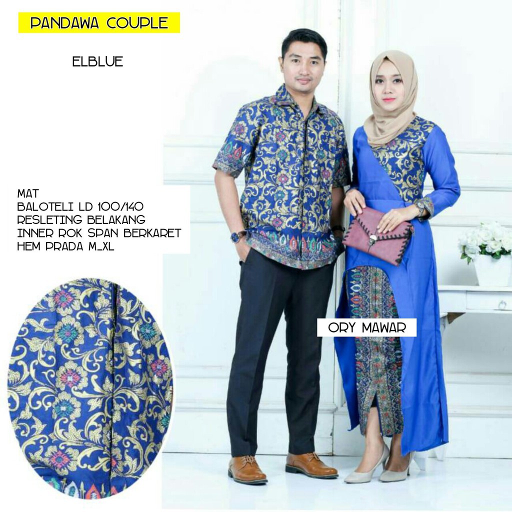 Sarimbit Batik Elegant Couple Longcardi Pandawa - Warna Tosca, Biru, Hitam, Maroon, Late -M L XL