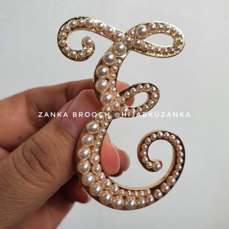 bros abjad mutiara | bros huruf | bros inisial nama | alphabet brooch-E
