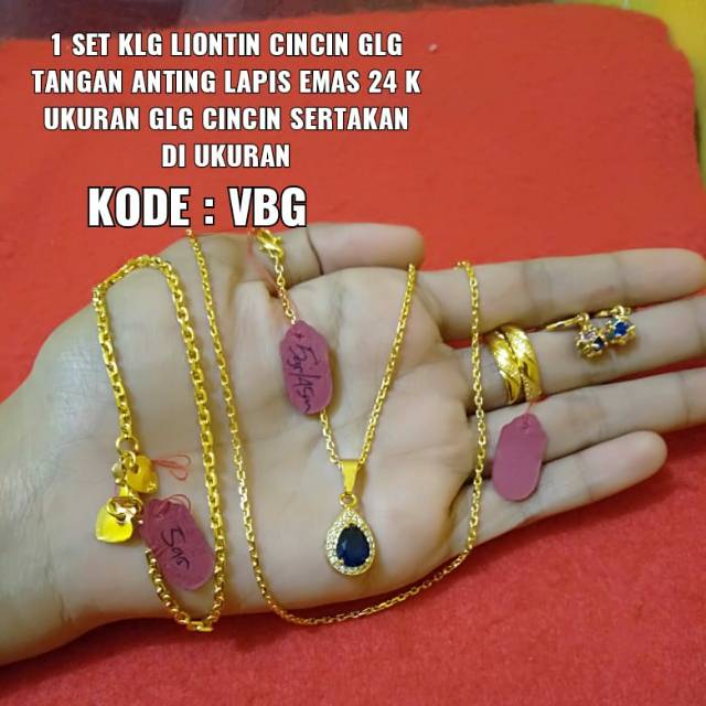 Set klg liontin lady hitam glg cincin anting