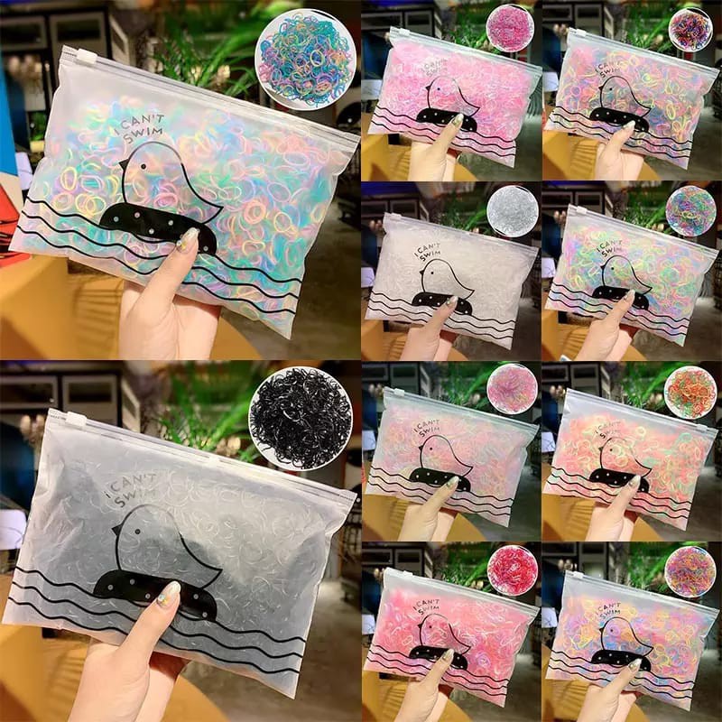 （ 27AN.ID ) COD Korea Ikat Rambut H160 28/100/1000Pcs Bag Elastis Wrn Polos Gaya Korea untuk Wanita-2