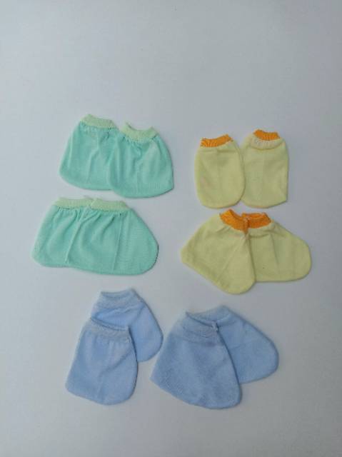 3 Pasang Sarung Tangan Bayi Polos / 3 Set Sarung Tangan dan Kaki