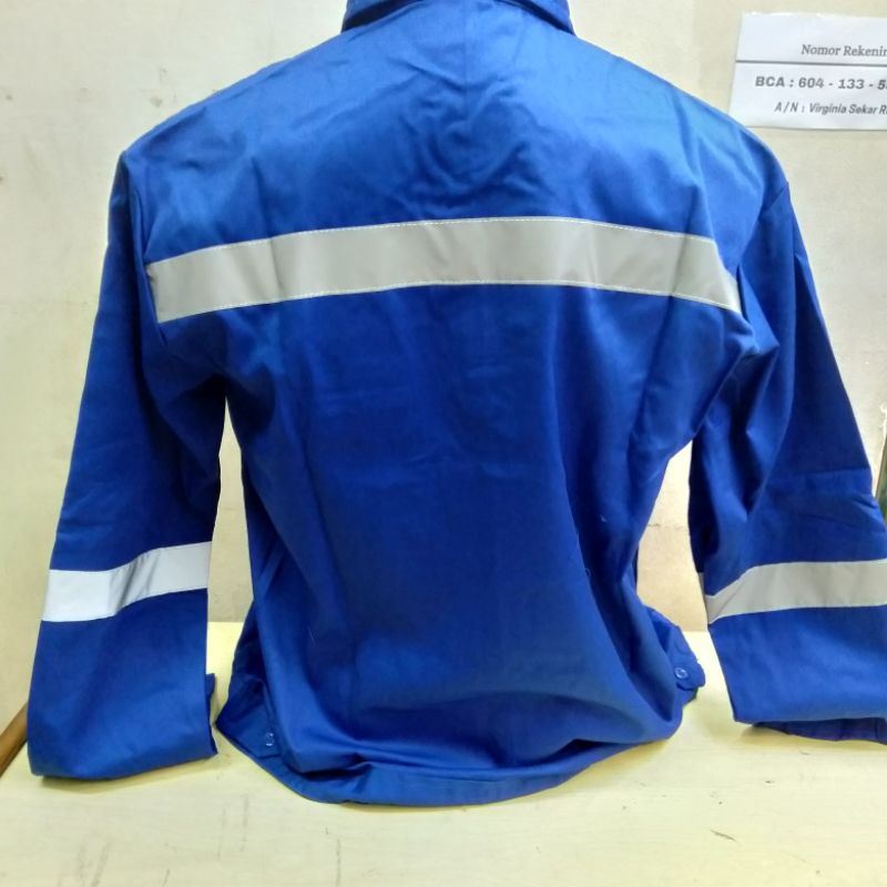 Baju Safety Proyek Lengan Panjang Kemeja Safety K3 Atasan Kerja Lapangan Bahan Drill