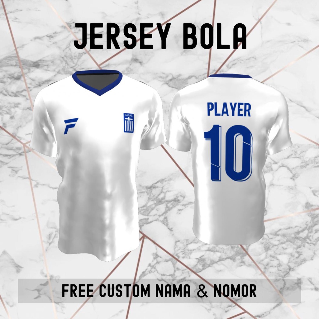 Jersey Yunani Timnas Negara Bola Baju Kaos Custom Nama dan Nomor Punggung - 229