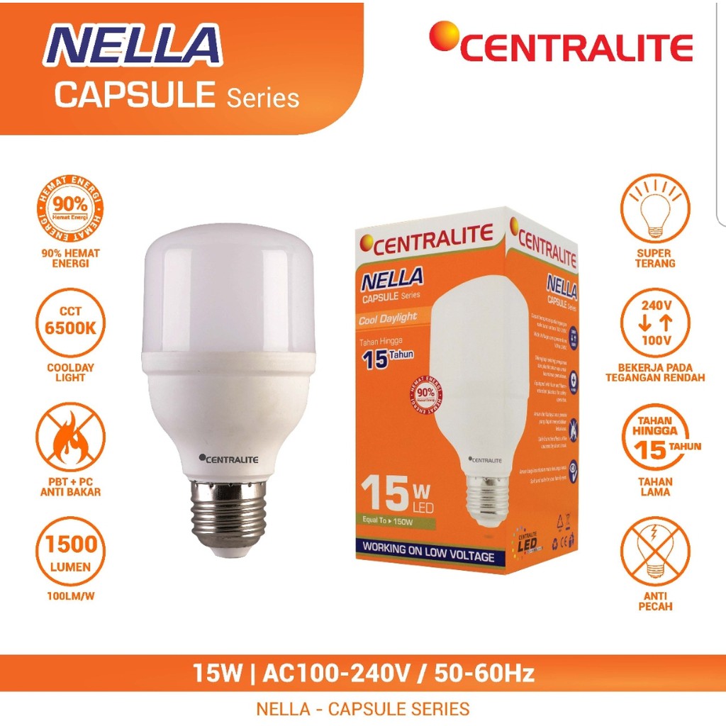 CTL Nella 15W CD PUTIH / LAMPU LED CAPSULE  CTL NELLA 15W / BOHLAM CAHAYA PUTIH CD