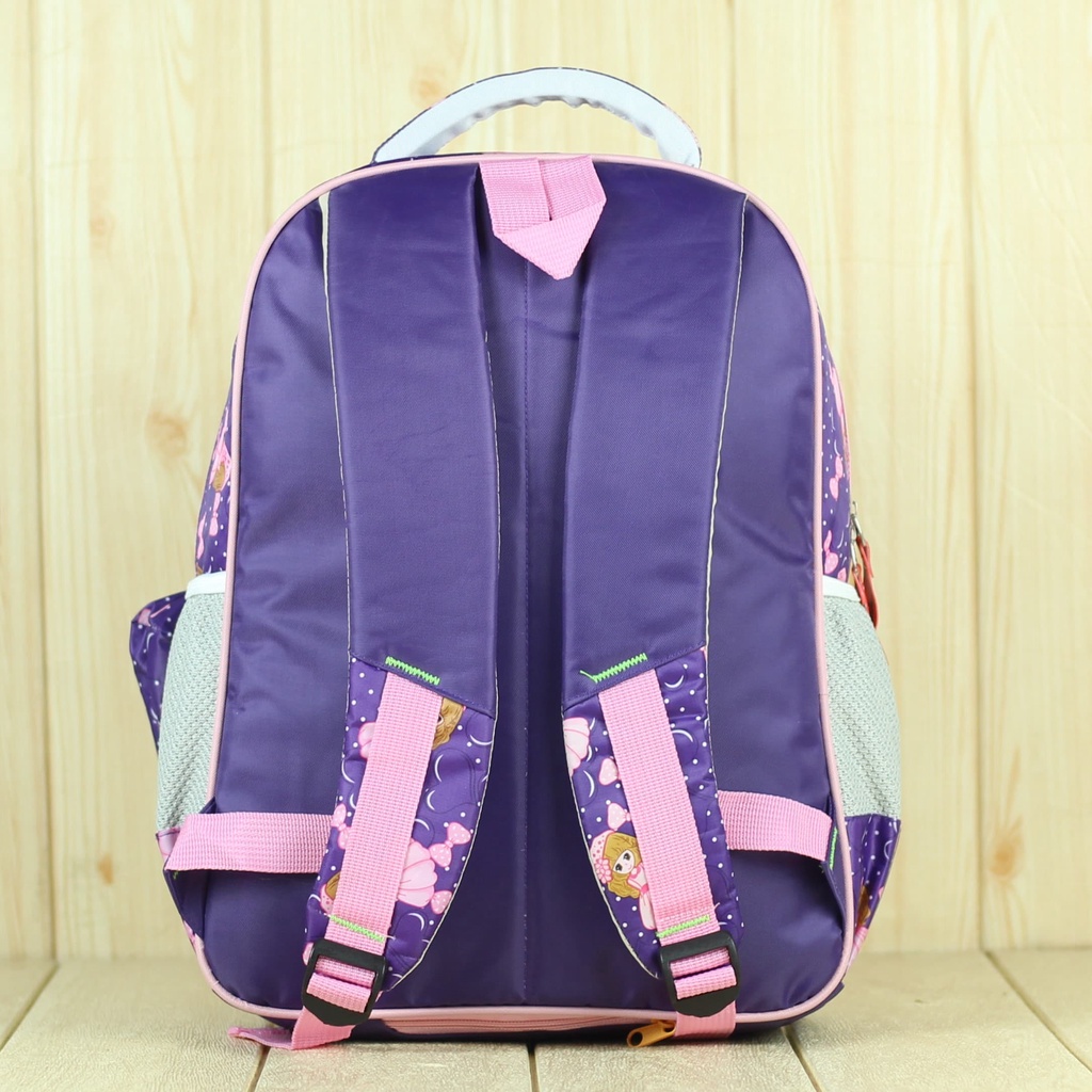 Tas Diskon Ransel Anak Sd Sekolah Perempuan Princess Strip Tas Ungu Gendong Anak Anak