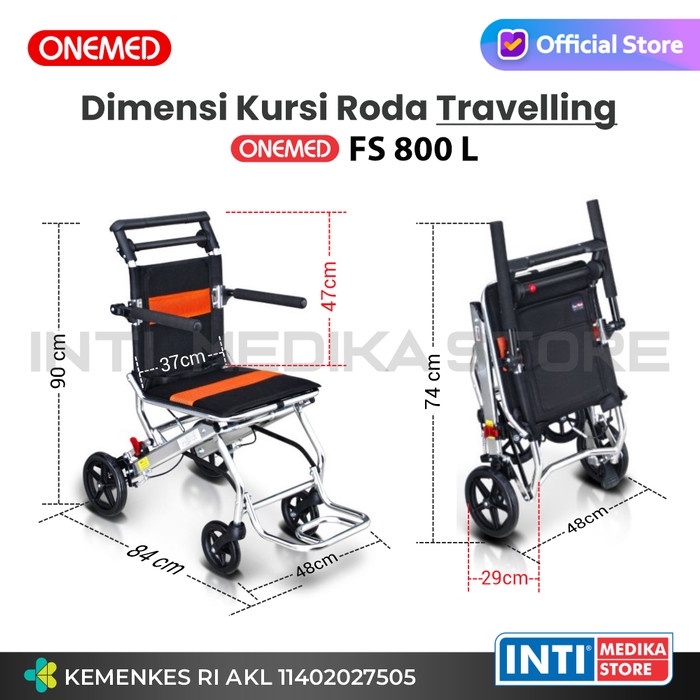 Jual Onemed - Kursi Roda Travel Portable Aluminium Fs 800 L Travelling #98