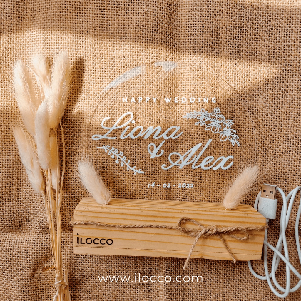 [ilocco] Lampu Hias Akrilik LED Lettering Custom Bulat Wedding Pernikahan – LXB | LED Custom Wedding