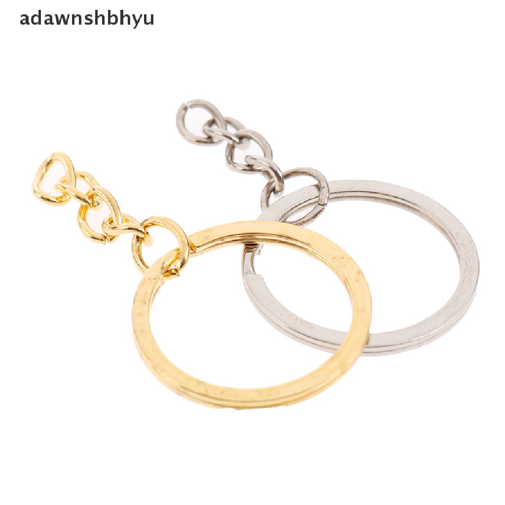 Adawnshbhyu 20pcs/lot 28mm Panjang Kunci Gold Silver Chains Key Ring Gantungan Kunci Bulat