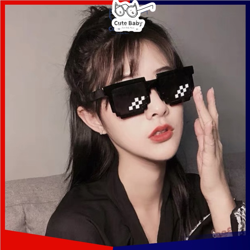 Kacamata Mosaik Baru Kacamata Pesta Kacamata Pixel Persegi Panjang kacamata persegi