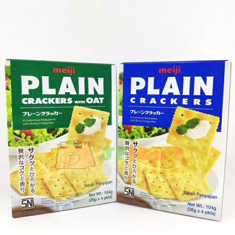 

MEIJI Plain Crackers & With Oat 104Gr - Biskuit Kreker Polos - Gandum