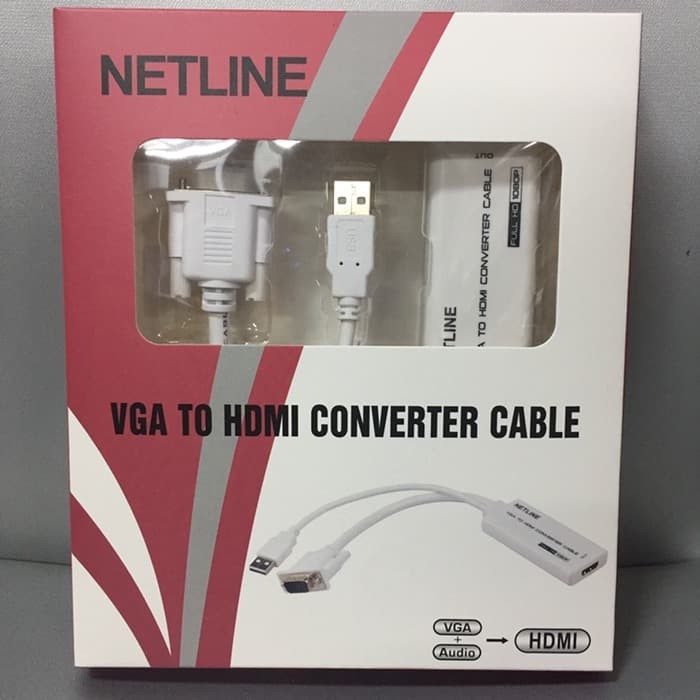 Netline Konverter VGA Male to HDMI Female with Audio