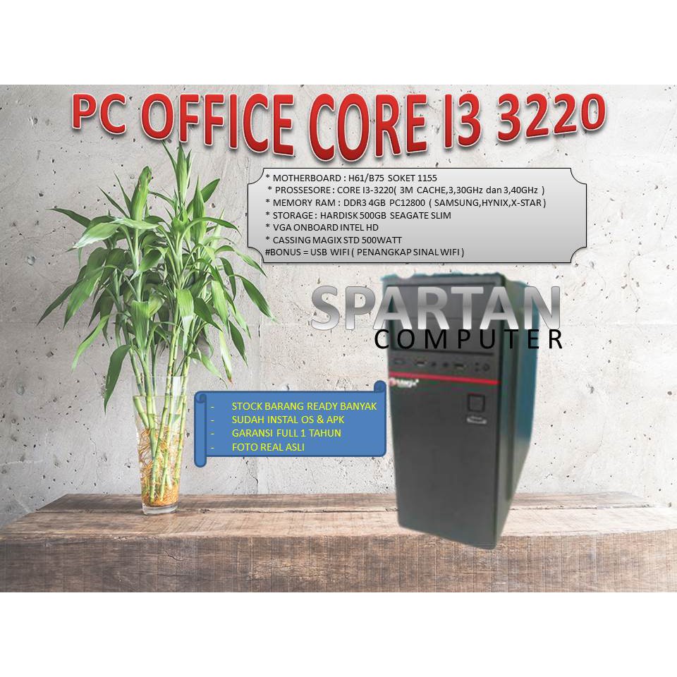 TERBARU TERMURAH TERLARIS CPU RAKITAN CORE I3 GEN3 PC ADMIN 3220  WIFI