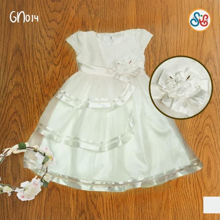 perlengkapan anak perempuan Gaun Anak Kombinasi Tile Bunga (Khusus Warna Putih) - 5-8 Diskon