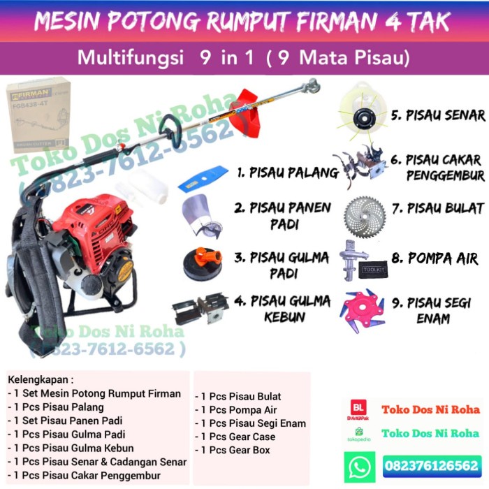 Mesin Potong Rumput Firman 4Tak Serbaguna 9IN1