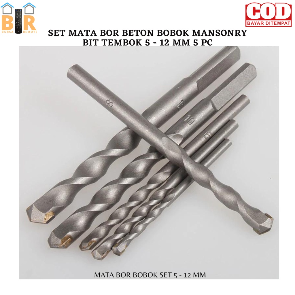 SET 5PCS MATA BOR BETON BOBOK MANSONRY BIT TEMBOK 5 - 12MM