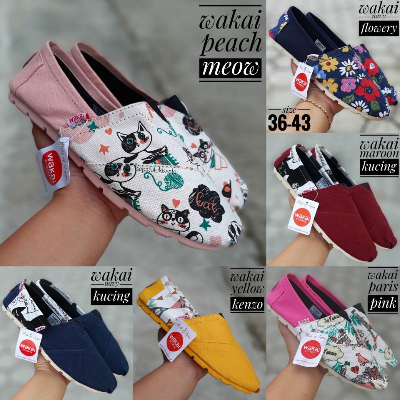 Sepatu WAKAI kasual slip on pria wanita GRADE ORI