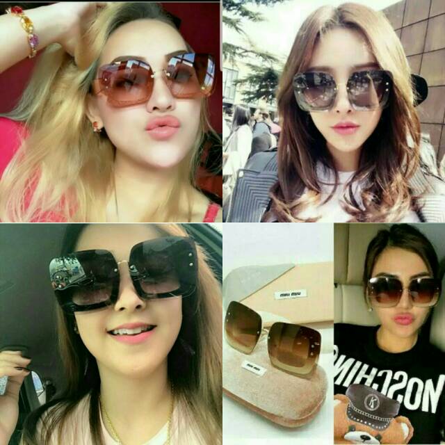 Mi**umiu gliter / Kacamata fashion wanita berkualitas/cewek branded best seller murah kualitas super