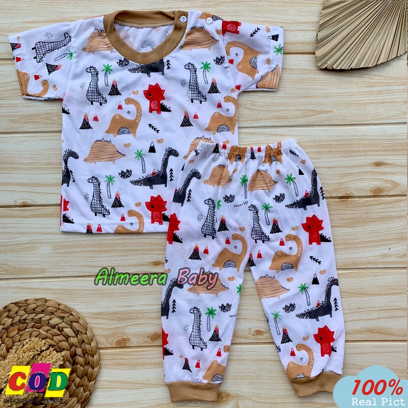 Setelan Baju Bayi Kaos Oblong Lengan Pendek Celana Panjang Usia 3-12 Bulan Almeera Baby and Kids