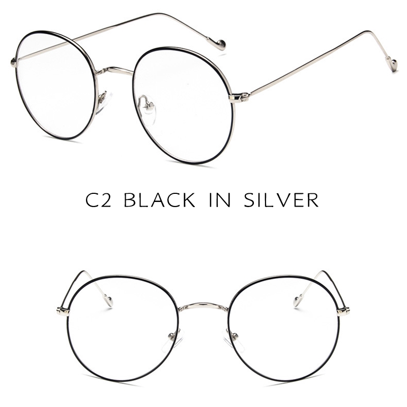 (YUZHU) Bayar di Tempat Kacamataminus 0°~-400° Korean Fashion Style Retro Bulat Besi Frame Eyeglasses