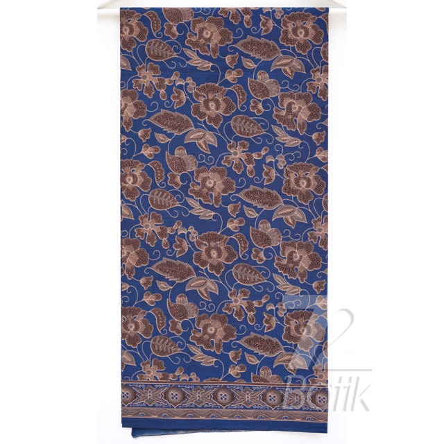 KAIN BATIK PREMIUM Bahan Katun Motif Kembang Warna Biru Coklat 724558 Cap 72 Jarik Jarit Samping Kebat Panjang Batik Katun Modern Premium Bahan Seragam Batik Pernikahan Kantor Keluarga Murah Kamen Jadi Batik Bali Lembaran