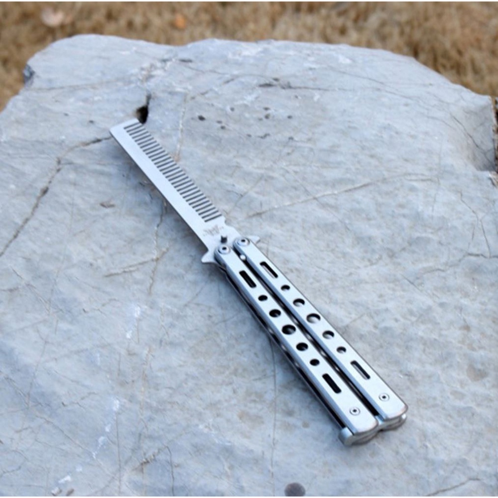 KNIFEZER Sisir Besi Butterfly Balisong Training Knife CS GO - Silver