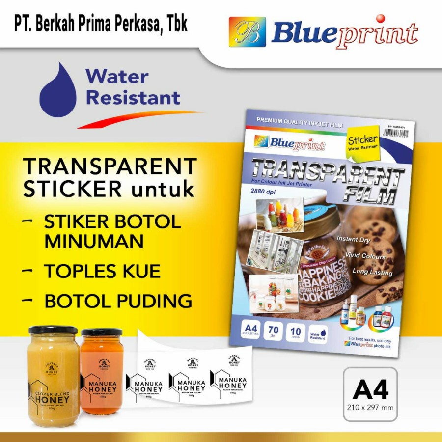 

Transparent Film Sticker Water Resistant BLUEPRINT