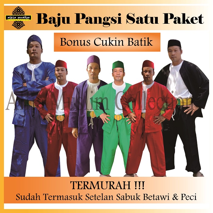 Baju Pangsi Dewasa Baju Betawi /Baju Adat / Baju Silat / Lengkap setelan sabuk peci cukin