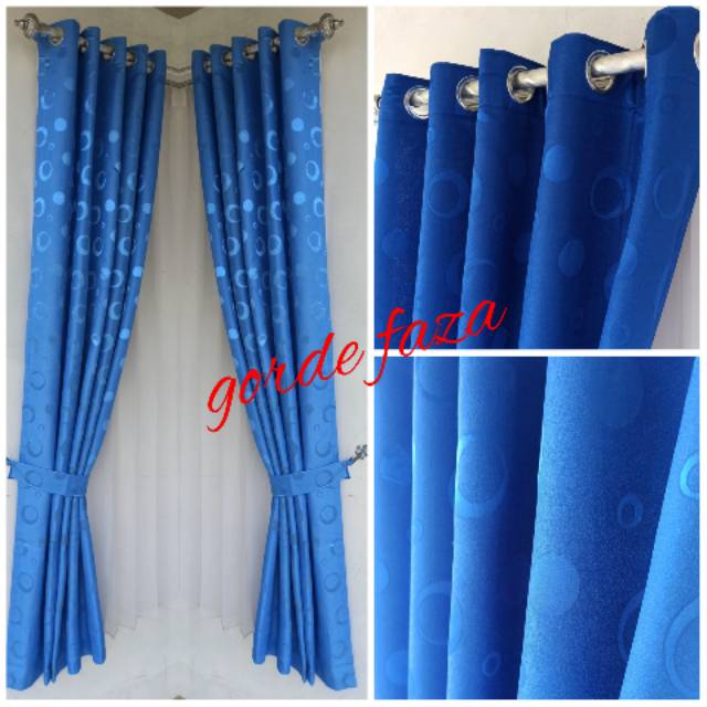 gorden jendela minimalis biru tua stok jd tinggal pasang