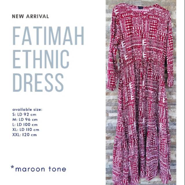 Fatimah ethnic Dress wanita remaja,gamis.warna maroon