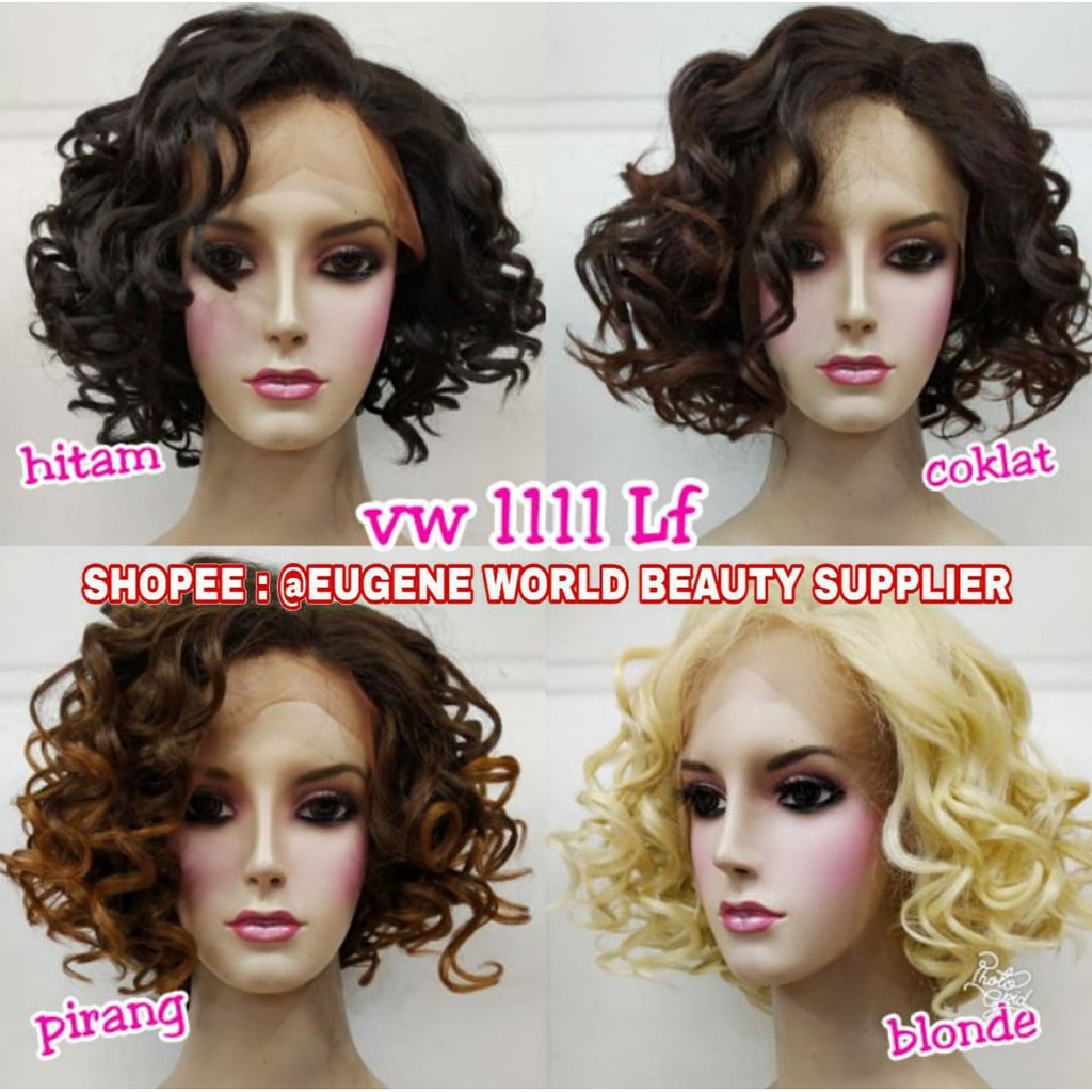 RAMBUT PALSU FRONT LACE WIG PENDEK WANITA CURLY CURLI KERITING WIG WANITA KOREA NATURAL 1111