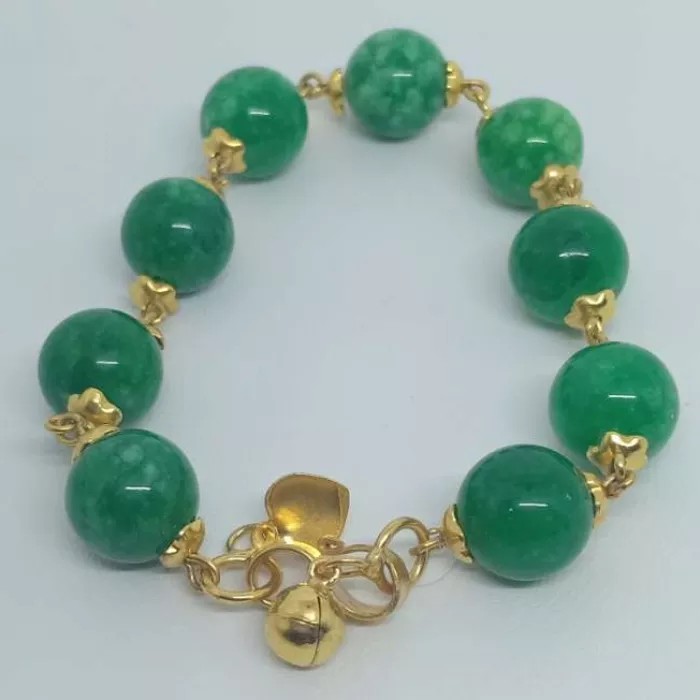 Gelang Batu Giok China Lapis Emas 24K