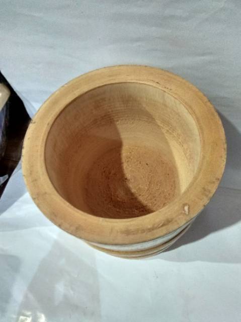 LUMPANG DAN PENUMBUK KAYU MAHONI 18x17 cm -MORTAR DAN PESTLE OBAT DAN MAKANAN