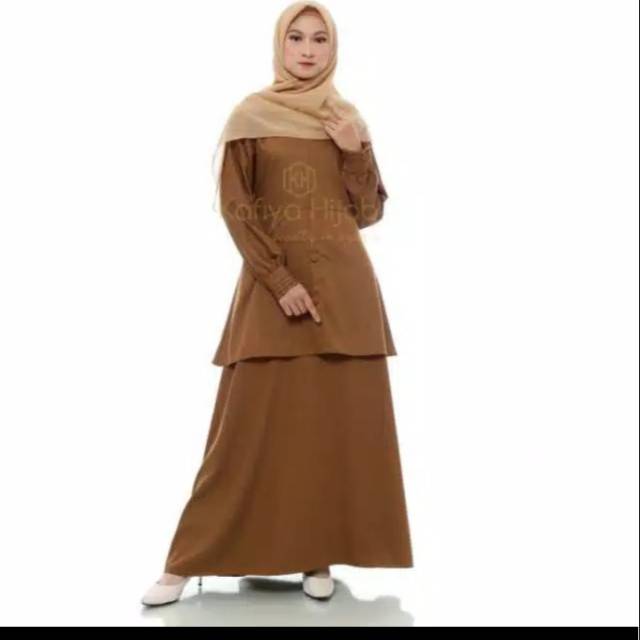 Gamis PNS pdh Pemda khaki toyobo model stelan by kafiya hijab